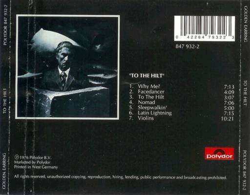 Golden Earring To The Hilt Polydor 847-932-2 Dutch cd inlay back 1991